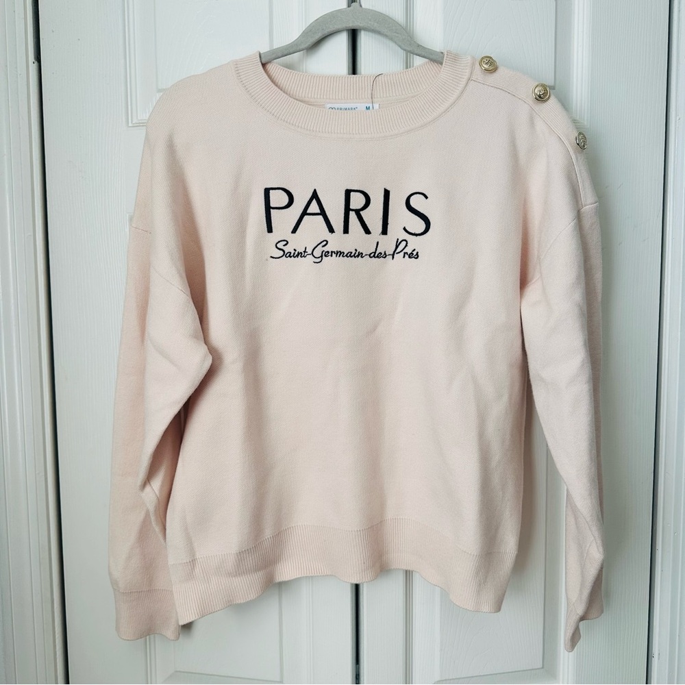 Primark Cream Crewneck Sweater with Black Accents
